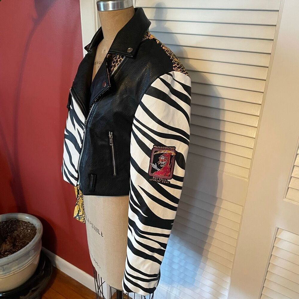 AZAELEA WANG | misunderstood crop moto jacket L NWT $110 - Picture 6 of 16